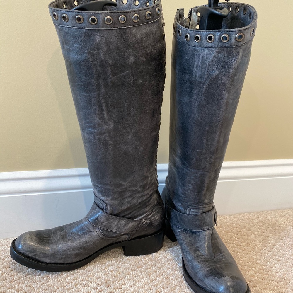 Old Gringo distressed gray metal grommet boots